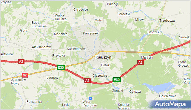 mapa Kałuszyn powiat miński, Kałuszyn powiat miński na mapie Targeo