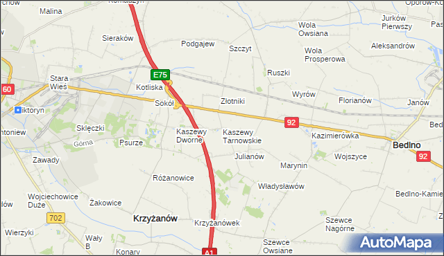 mapa Kaszewy Tarnowskie, Kaszewy Tarnowskie na mapie Targeo