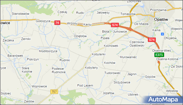 mapa Kobylanki gmina Opatów, Kobylanki gmina Opatów na mapie Targeo