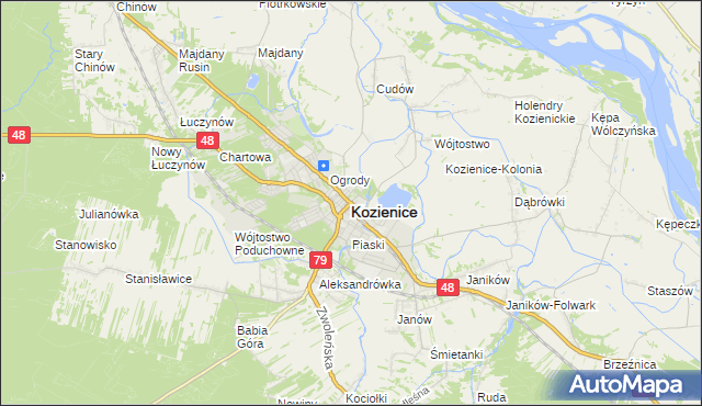 mapa Kozienice, Kozienice na mapie Targeo