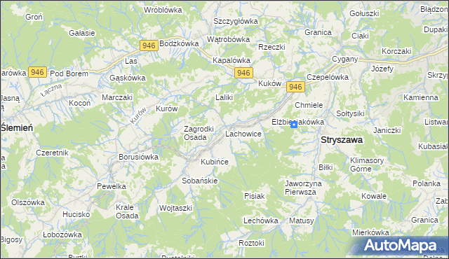 mapa Lachowice, Lachowice na mapie Targeo