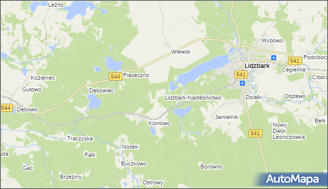 mapa Lidzbark-Nadleśnictwo, Lidzbark-Nadleśnictwo na mapie Targeo