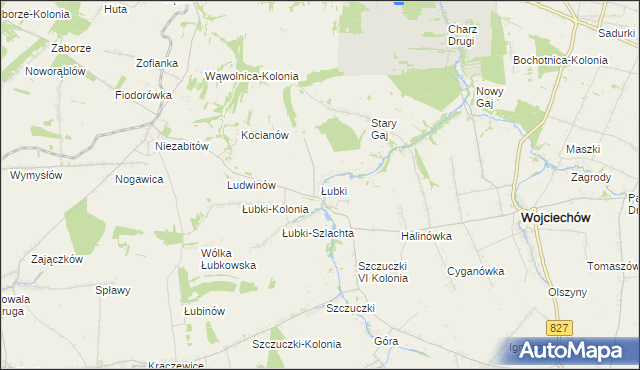 mapa Łubki gmina Wojciechów, Łubki gmina Wojciechów na mapie Targeo