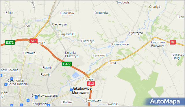 mapa Łysaków gmina Wólka, Łysaków gmina Wólka na mapie Targeo