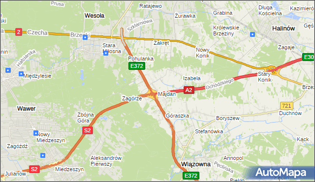 mapa Majdan gmina Wiązowna, Majdan gmina Wiązowna na mapie Targeo