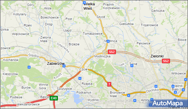 mapa Modlniczka, Modlniczka na mapie Targeo