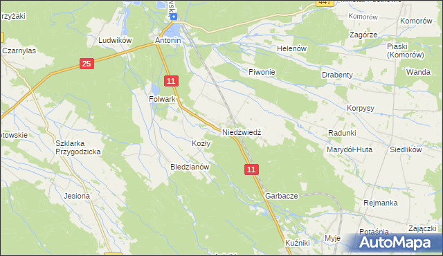 mapa Niedźwiedź gmina Ostrzeszów, Niedźwiedź gmina Ostrzeszów na mapie Targeo