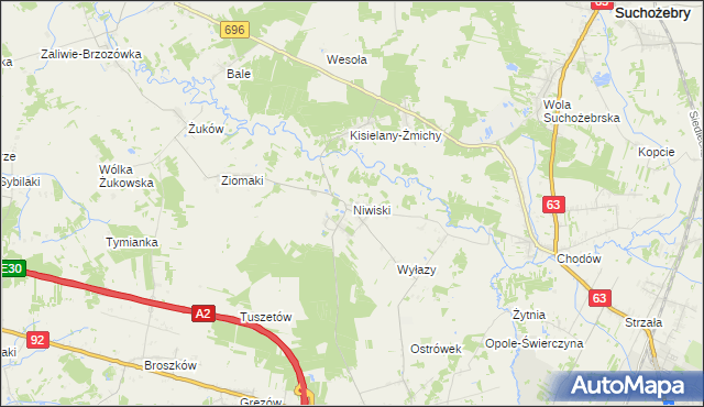 mapa Niwiski, Niwiski na mapie Targeo