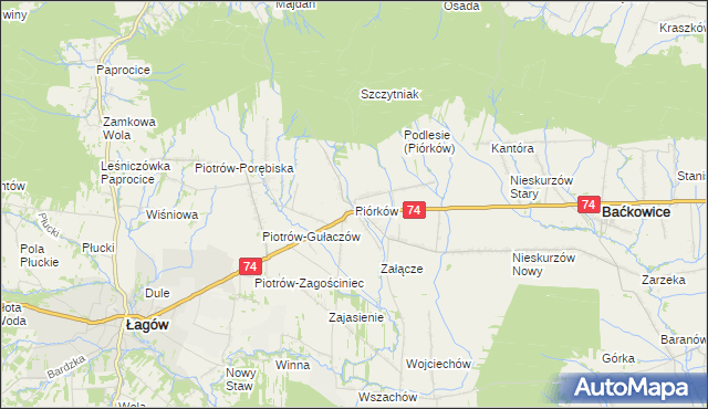 mapa Piórków, Piórków na mapie Targeo