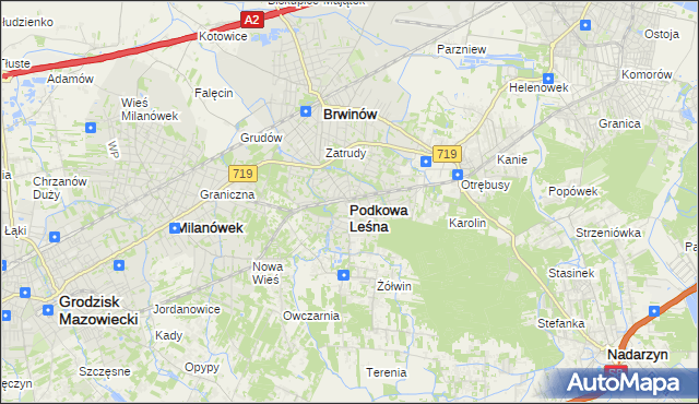 mapa Podkowa Leśna, Podkowa Leśna na mapie Targeo