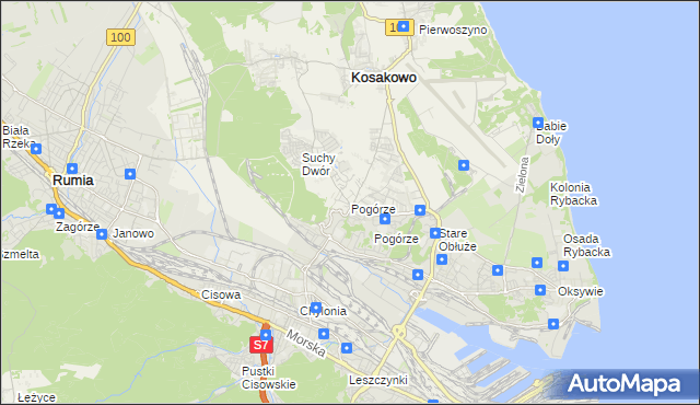 mapa Pogórze gmina Kosakowo, Pogórze gmina Kosakowo na mapie Targeo