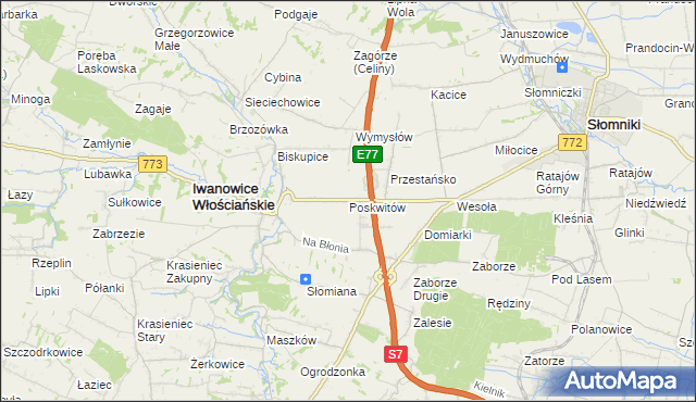 mapa Poskwitów, Poskwitów na mapie Targeo