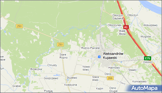 mapa Rożno-Parcele, Rożno-Parcele na mapie Targeo