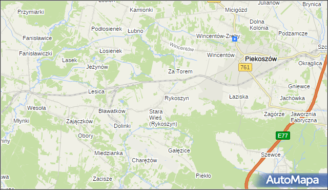 mapa Rykoszyn, Rykoszyn na mapie Targeo