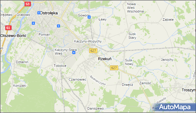 mapa Rzekuń, Rzekuń na mapie Targeo