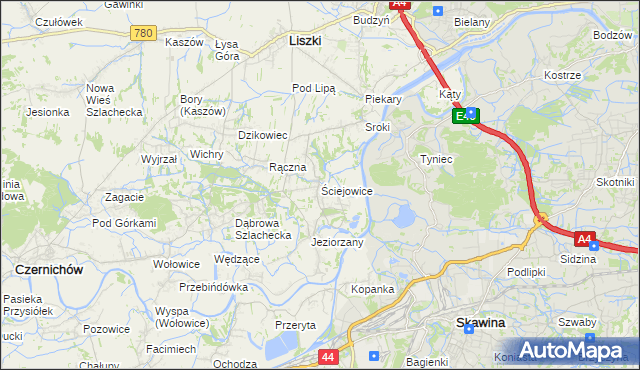 mapa Ściejowice, Ściejowice na mapie Targeo