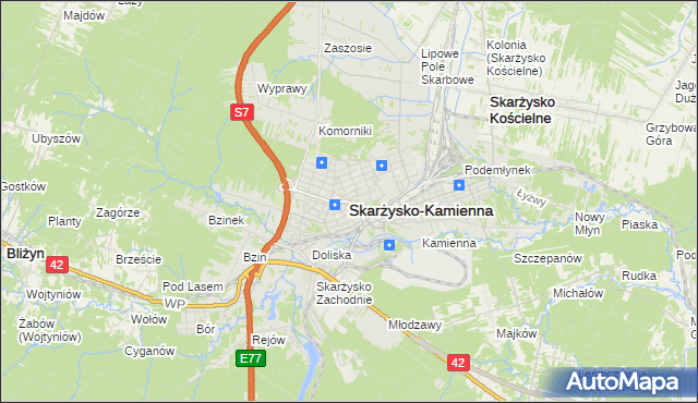 mapa Skarżysko-Kamienna, Skarżysko-Kamienna na mapie Targeo