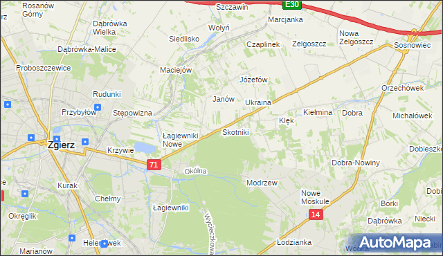 mapa Skotniki gmina Zgierz, Skotniki gmina Zgierz na mapie Targeo