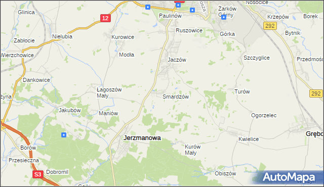 mapa Smardzów gmina Jerzmanowa, Smardzów gmina Jerzmanowa na mapie Targeo