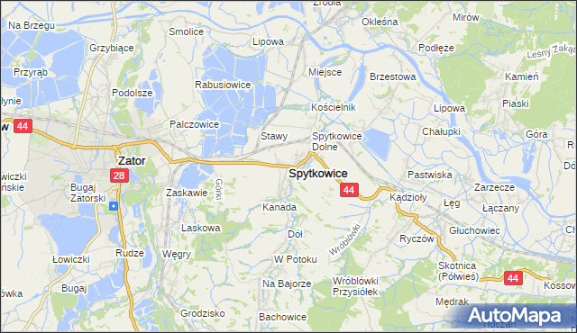 mapa Spytkowice powiat wadowicki, Spytkowice powiat wadowicki na mapie Targeo
