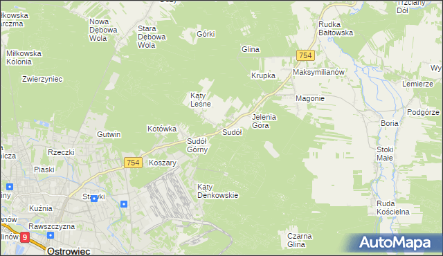 mapa Sudół gmina Bodzechów, Sudół gmina Bodzechów na mapie Targeo