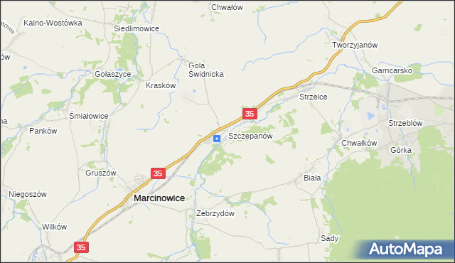 mapa Szczepanów gmina Marcinowice, Szczepanów gmina Marcinowice na mapie Targeo