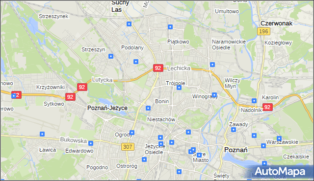 mapa Winiary gmina Poznań, Winiary gmina Poznań na mapie Targeo