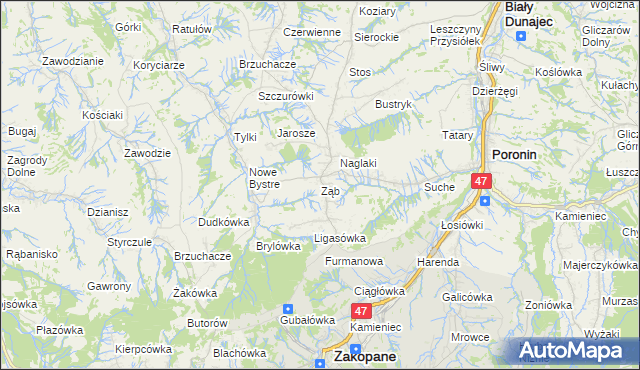 mapa Ząb, Ząb na mapie Targeo