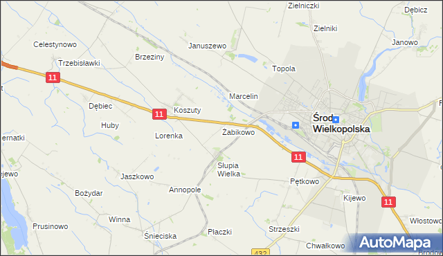 mapa Żabikowo, Żabikowo na mapie Targeo