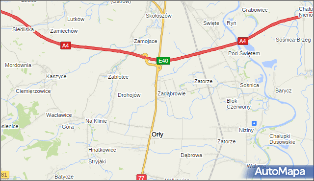mapa Zadąbrowie gmina Orły, Zadąbrowie gmina Orły na mapie Targeo