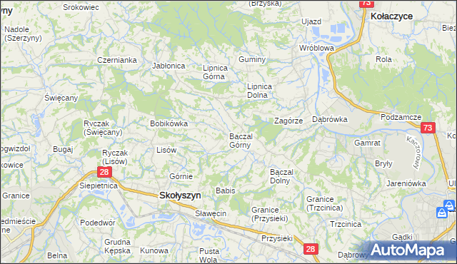 mapa Bączal Górny, Bączal Górny na mapie Targeo