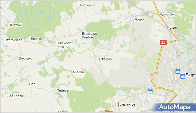 mapa Bierkowo, Bierkowo na mapie Targeo