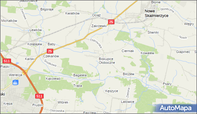 mapa Biskupice Ołoboczne, Biskupice Ołoboczne na mapie Targeo