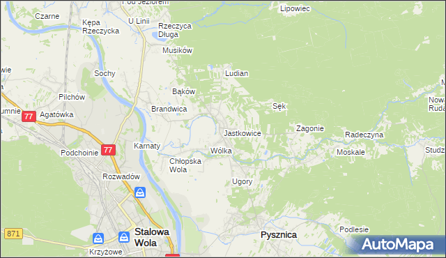 mapa Jastkowice, Jastkowice na mapie Targeo