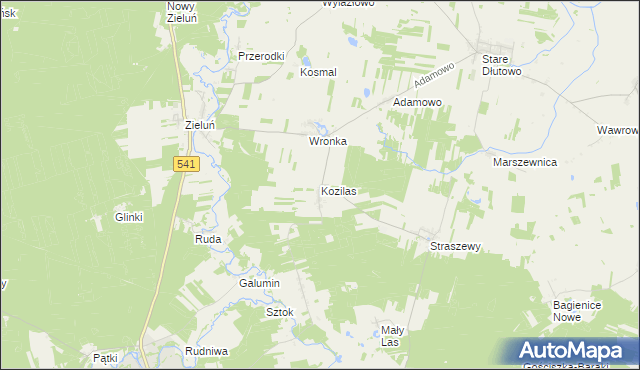 mapa Kozilas, Kozilas na mapie Targeo