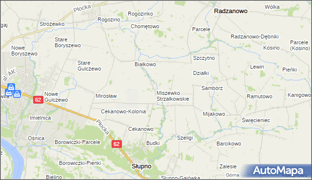 mapa Miszewko Strzałkowskie, Miszewko Strzałkowskie na mapie Targeo