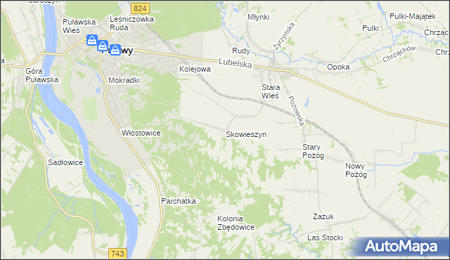 mapa Skowieszyn, Skowieszyn na mapie Targeo