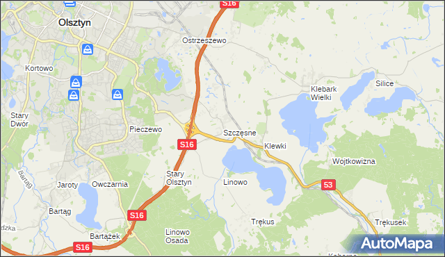 mapa Szczęsne gmina Purda, Szczęsne gmina Purda na mapie Targeo