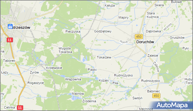mapa Tokarzew gmina Doruchów, Tokarzew gmina Doruchów na mapie Targeo