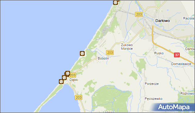 mapa Bobolin gmina Darłowo, Bobolin gmina Darłowo na mapie Targeo