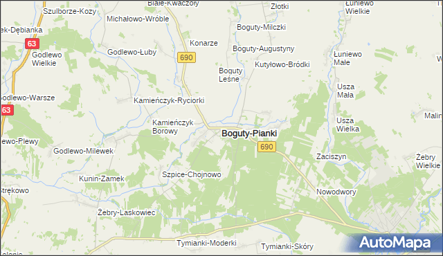 mapa Boguty-Pianki, Boguty-Pianki na mapie Targeo