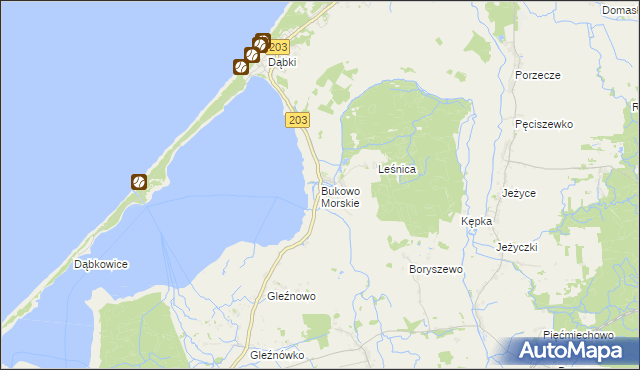 mapa Bukowo Morskie, Bukowo Morskie na mapie Targeo