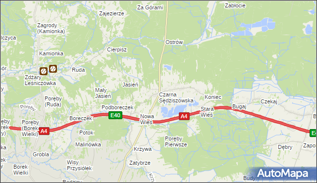 mapa Czarna Sędziszowska, Czarna Sędziszowska na mapie Targeo