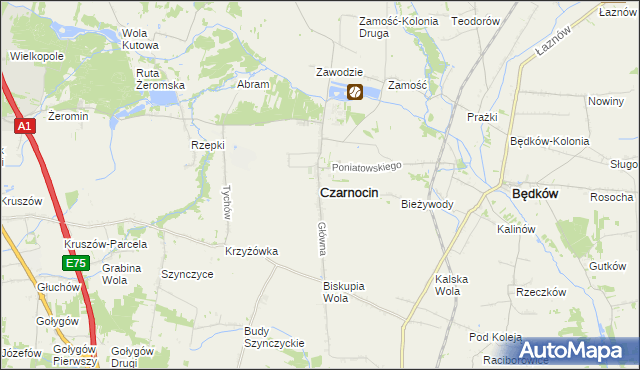 mapa Czarnocin powiat piotrkowski, Czarnocin powiat piotrkowski na mapie Targeo