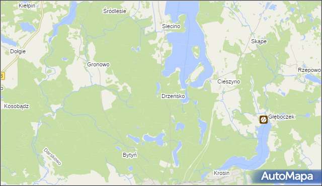 mapa Drzeńsko gmina Ostrowice, Drzeńsko gmina Ostrowice na mapie Targeo