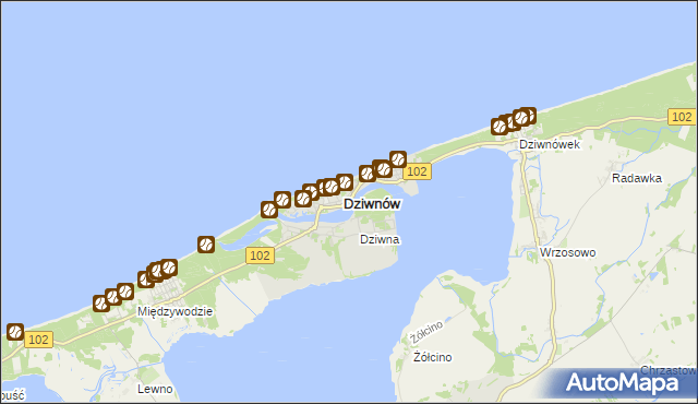 mapa Dziwnów, Dziwnów na mapie Targeo