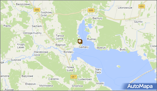 mapa Garbary gmina Michałowo, Garbary gmina Michałowo na mapie Targeo