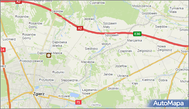 mapa Glinnik gmina Zgierz, Glinnik gmina Zgierz na mapie Targeo