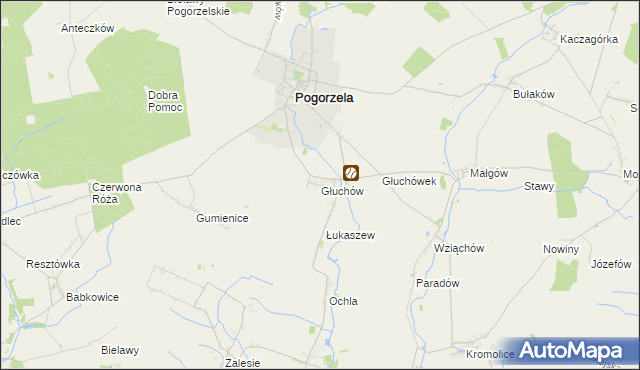 mapa Głuchów gmina Pogorzela, Głuchów gmina Pogorzela na mapie Targeo