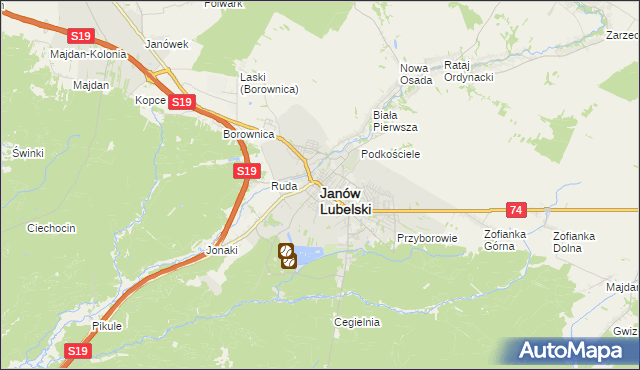 mapa Janów Lubelski, Janów Lubelski na mapie Targeo